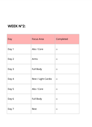 30 Day Fitness Planner